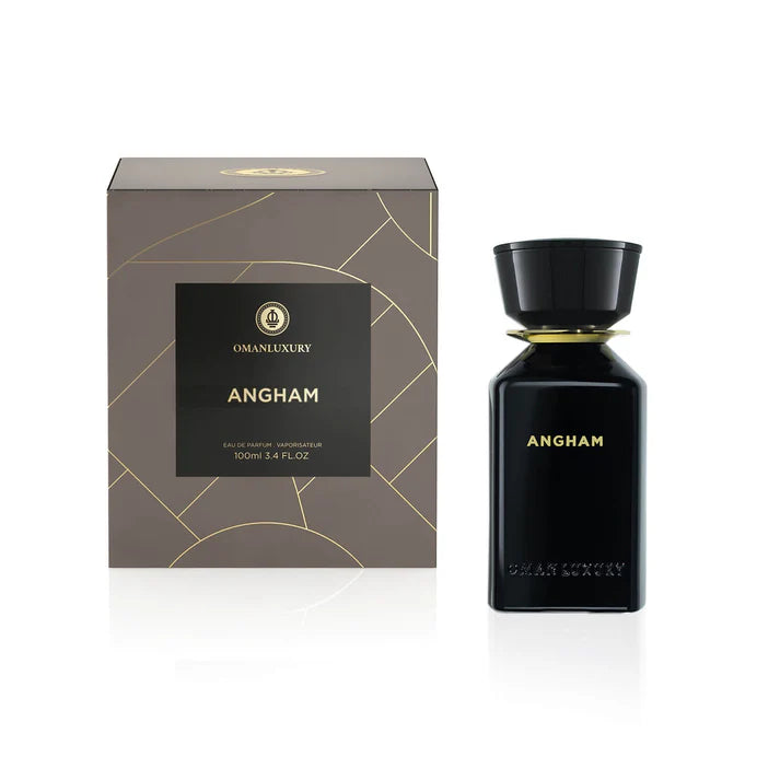 Angham perfume bottle and packaging on a white background
